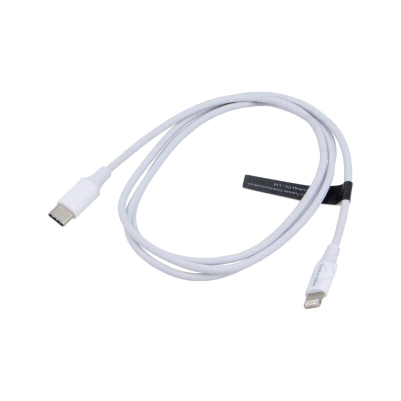 Cablu; mufă Apple Lightning,USB C mufă; nichelat; 1m; alb; 27W