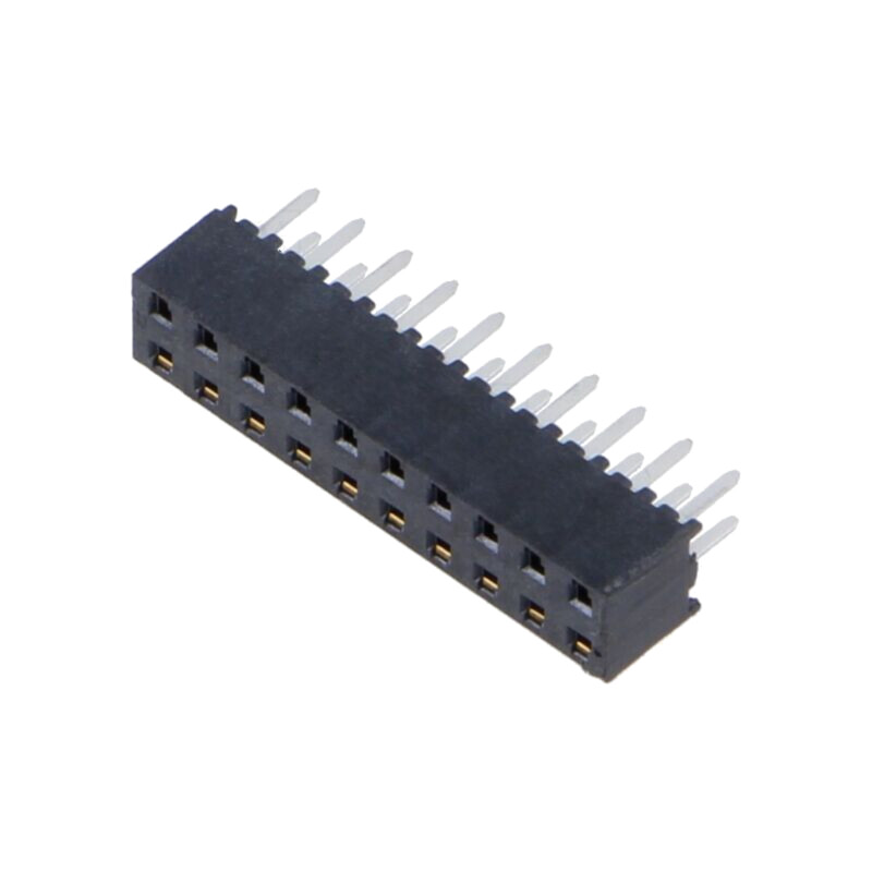 Conector: şiruri pini; mamă; PIN: 20; 2mm; aurit; THT; soclu; drept