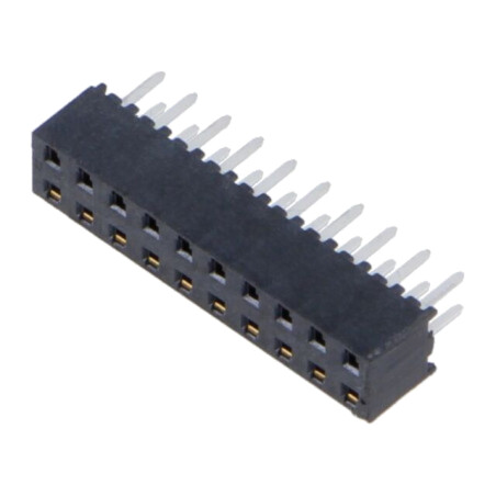 Conector: şiruri pini; mamă; PIN: 20; 2mm; aurit; THT; soclu; drept