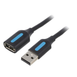 Cablu; USB 2.0; USB A soclu,USB A mufă; nichelat; 5m; negru; PVC