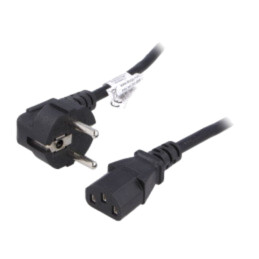 Cablu; 3x0,75mm2; CEE 7/7 (E/F) ştecăr în unghi,IEC C13 mamă