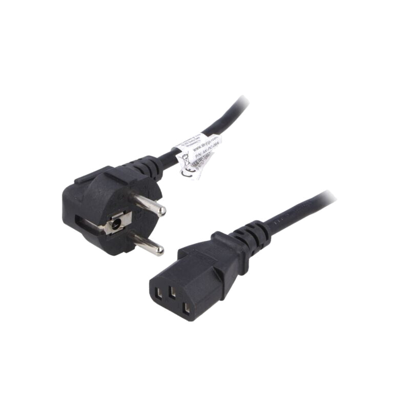 Cablu; 3x0,75mm2; CEE 7/7 (E/F) ştecăr în unghi,IEC C13 mamă