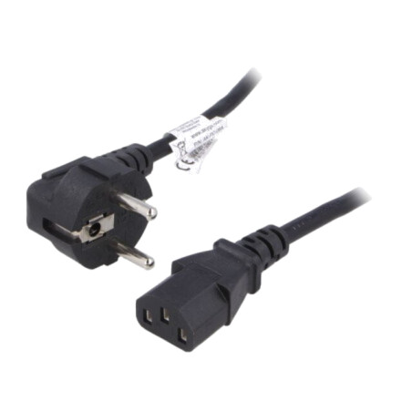 Cablu; 3x0,75mm2; CEE 7/7 (E/F) ştecăr în unghi,IEC C13 mamă