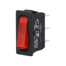 ROCKER; SPST; Poz: 2; OFF-ON; 20A/250VAC; roşie; IP40; bec; 1830; 230V