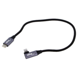Cablu; USB 2.0; mufă în unghi Apple Lightning,USB C mufă; 0,3m
