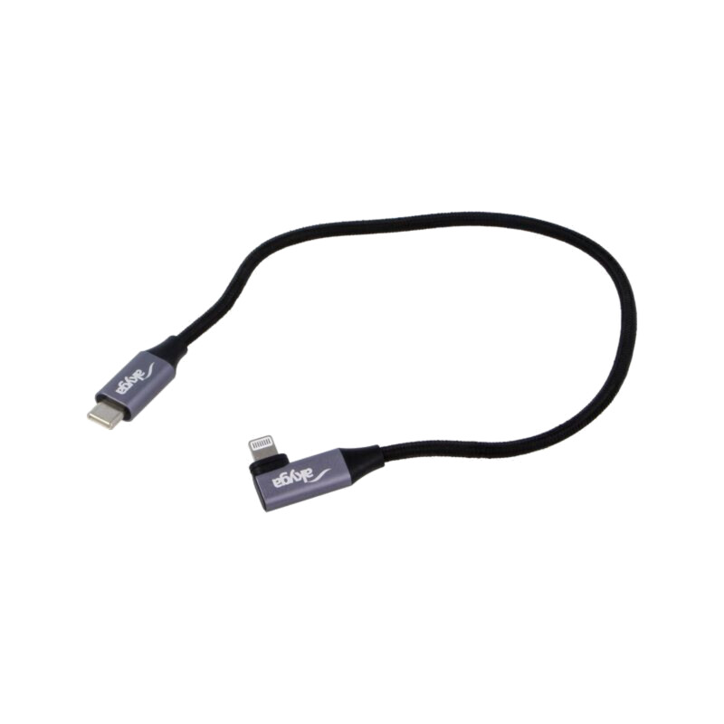 Cablu; USB 2.0; mufă în unghi Apple Lightning,USB C mufă; 0,3m