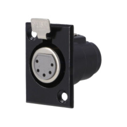 Conector: XLR; soclu; mamă; PIN: 5; cu buton; lipire; neagră; metal