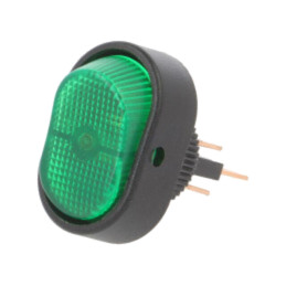 ROCKER; SPST; Poz: 2; ON-OFF; 30A/12VDC; verde; LED; RD; Corp: neagră