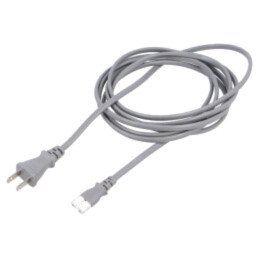 Cablu; 2x0,75mm2; IEC C7 mamă,JIS 8303 mufă; PVC; 3m; gri; 7A; 125V