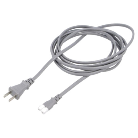 Cablu; 2x0,75mm2; IEC C7 mamă,JIS 8303 mufă; PVC; 3m; gri; 7A; 125V