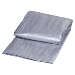 Prelată; Lung: 3m; Lăţ: 2m; argintie; cu inele metalice; 120g/m2