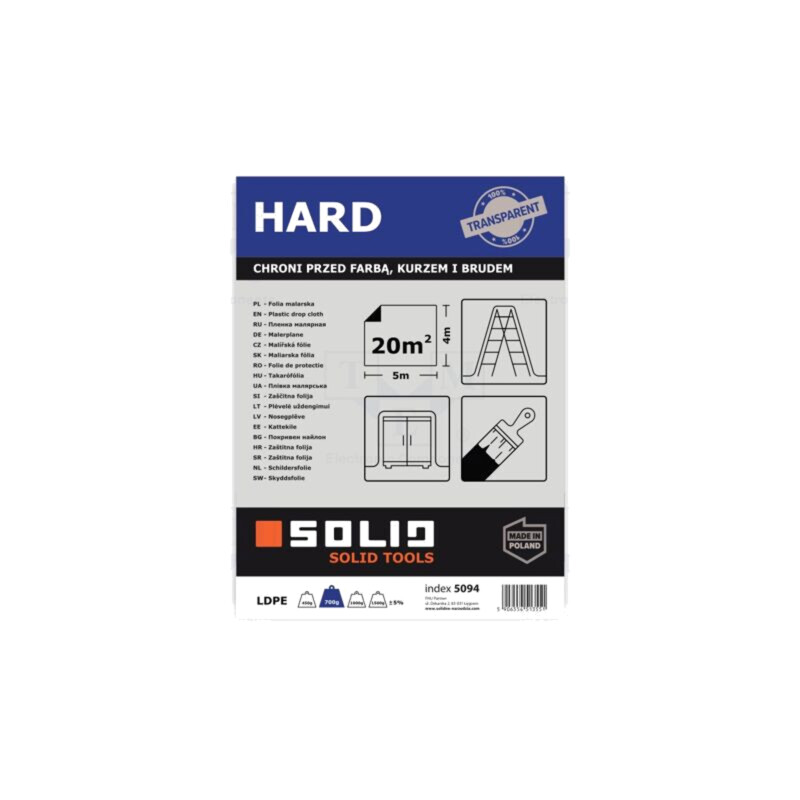 Folie LDPE; Lung: 5m; Lăţ: 4m; transparentă; HARD