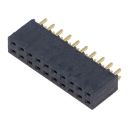 Conector: şiruri pini; mamă; PIN: 20; 2,54mm; aurit; THT; soclu