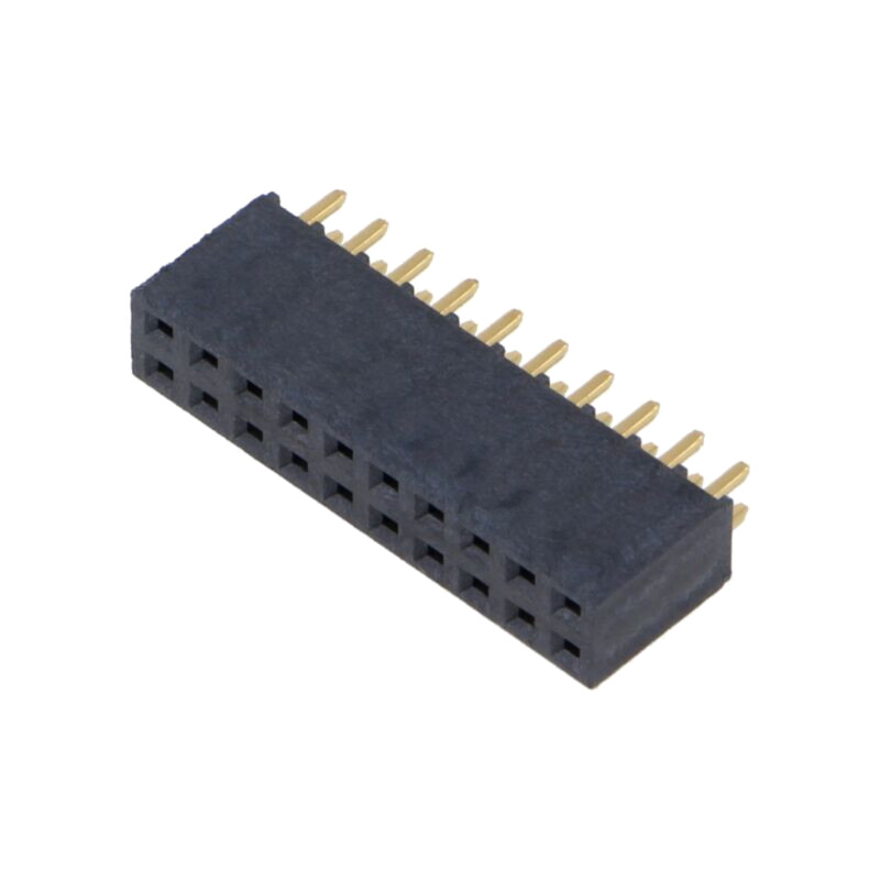 Conector: şiruri pini; mamă; PIN: 20; 2,54mm; aurit; THT; soclu