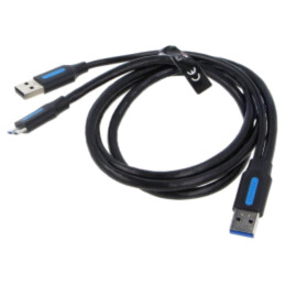 Cablu; USB 3.0; USB A mufă x2,USB B micro mufă; nichelat; 1m