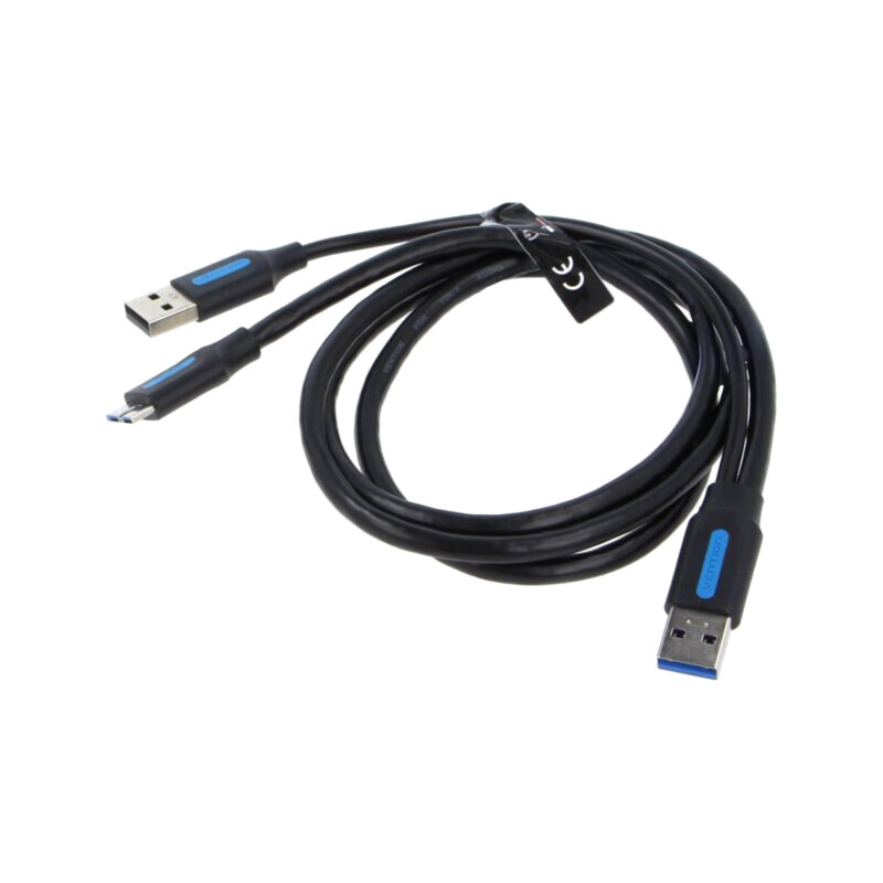 Cablu; USB 3.0; USB A mufă x2,USB B micro mufă; nichelat; 1m