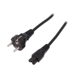 Cablu; CEE 7/7 (E/F) mufă,IEC C5 mamă; 1,2m; negru; 10A; 250V