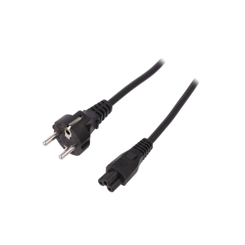 Cablu; CEE 7/7 (E/F) mufă,IEC C5 mamă; 1,2m; negru; 10A; 250V