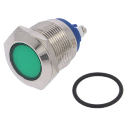 Lampă de control: LED; plată; verde; 24VDC; 24VAC; Ø19mm; cu şurub