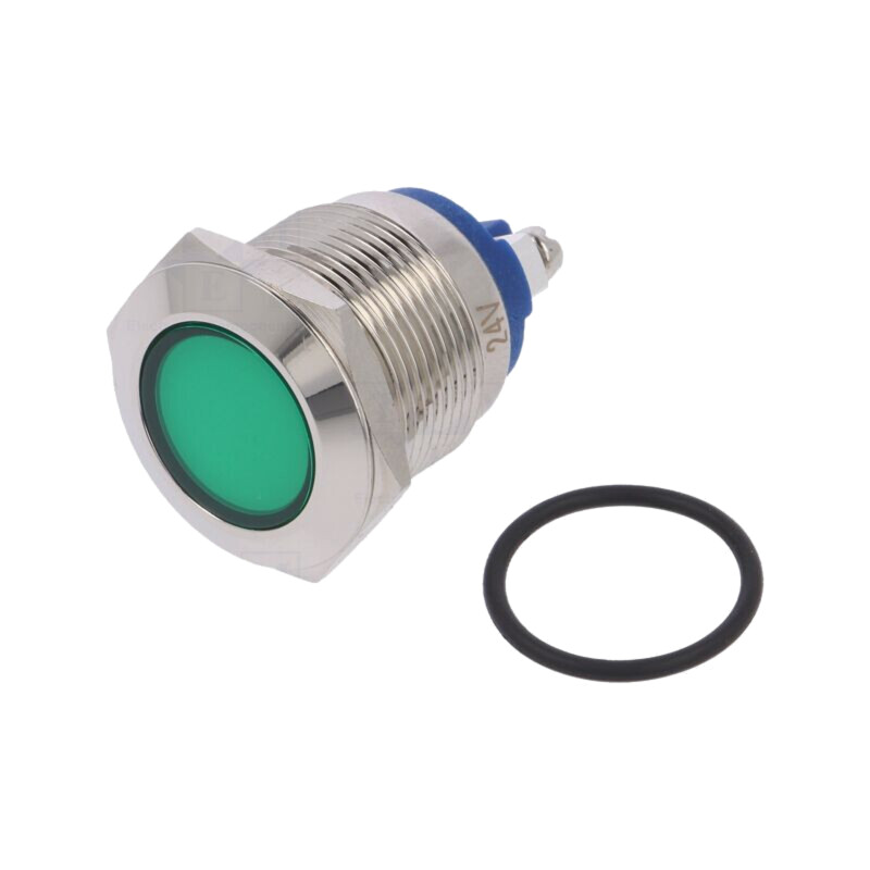 Lampă de control: LED; plată; verde; 24VDC; 24VAC; Ø19mm; cu şurub