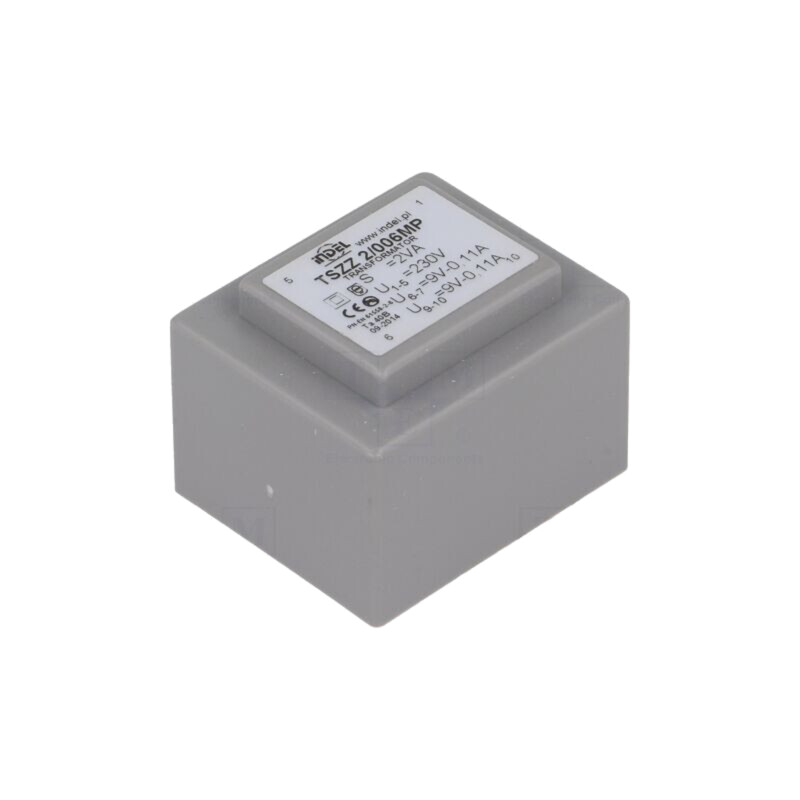 Transformator: încapsulat; 2VA; 230VAC; 9V; 9V; 110mA; 110mA; PCB