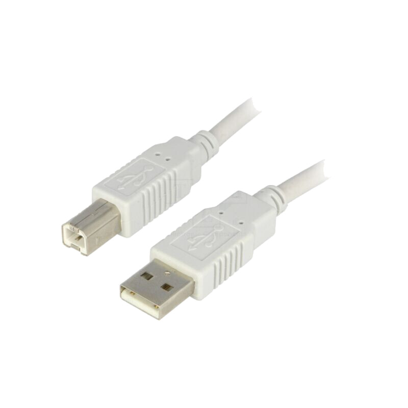 Cablu; USB 2.0; USB A mufă,USB B mufă; 5m; gri; Fire: Cu