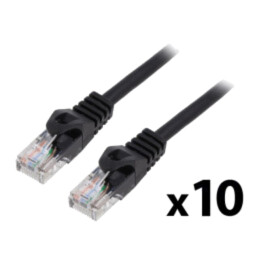 Patch cord; U/UTP; 5e; litat; CCA; PVC; negru; 0,5m; 26AWG; Fire: 8