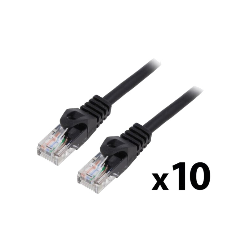Patch cord; U/UTP; 5e; litat; CCA; PVC; negru; 0,5m; 26AWG; Fire: 8 Patch cord; U/UTP; 5e; litat; CCA; PVC; negru; 0,5m; 26AWG; Fire: 8