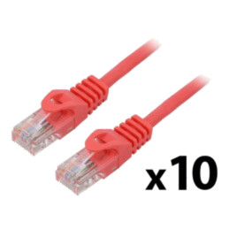 Patch cord; U/UTP; 5e; litat; CCA; PVC; roşu; 0,5m; 26AWG; Fire: 8