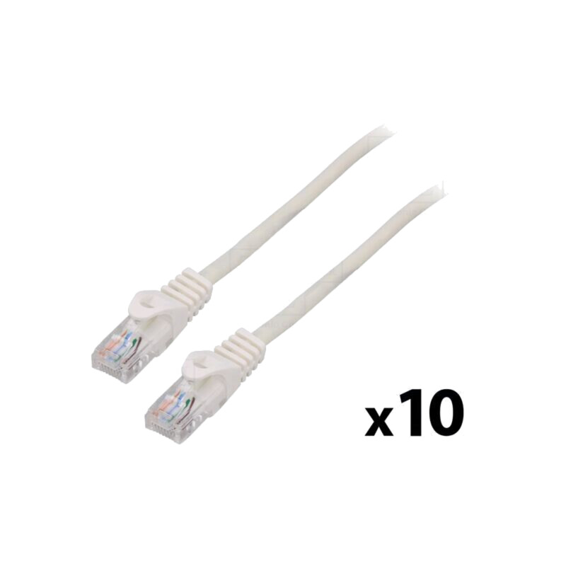 Patch cord; U/UTP; 5e; litat; CCA; PVC; alb; 0,5m; 26AWG; Fire: 8