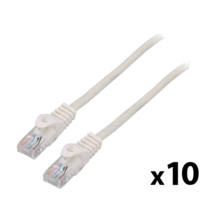 Patch cord; U/UTP; 5e; litat; CCA; PVC; alb; 0,5m; 26AWG; Fire: 8