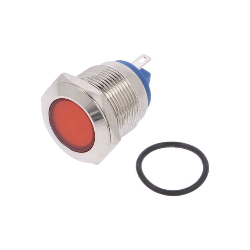 Lampă de control: LED; plată; roşie; 24VDC; 24VAC; Ø19mm; alamă