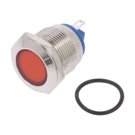 Lampă de control: LED; plată; roşie; 24VDC; 24VAC; Ø19mm; alamă