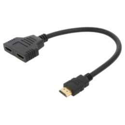 Splitter; HDMI soclu x2,HDMI mufă; 0,3m; negru; neagră