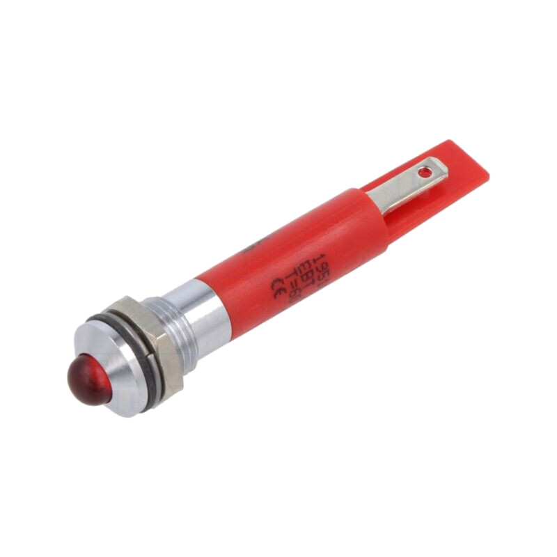 Lampă de control: LED; convex; roşie; 230VAC; Ø8mm; 22mcd