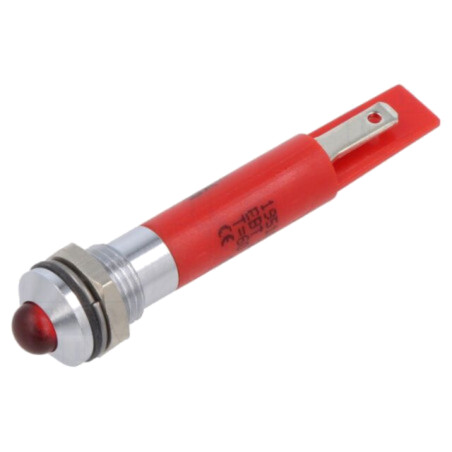 Lampă de control: LED; convex; roşie; 230VAC; Ø8mm; 22mcd