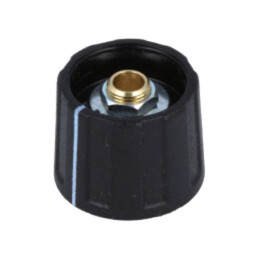 Buton rotativ; cu indicator; ABS; Øax: 6mm; Ø20x15,5mm; neagră