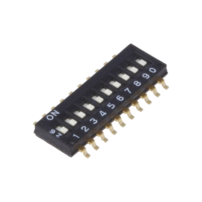 Comutator: DIP-SWITCH; Număr secţiuni: 10; ON-OFF; 0,025A/24VDC