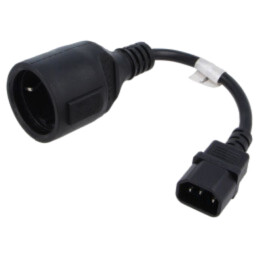 Cablu; CEE 7/5 (E) priză,IEC C14 tată; PVC; Lung: 200mm; Schuko