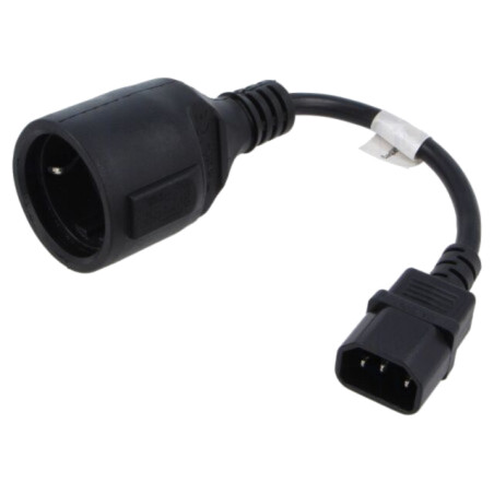 Cablu; CEE 7/5 (E) priză,IEC C14 tată; PVC; Lung: 200mm; Schuko