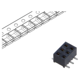 Conector: şiruri pini; mamă; PIN: 6; 2mm; aurit; SMT; soclu; rolă