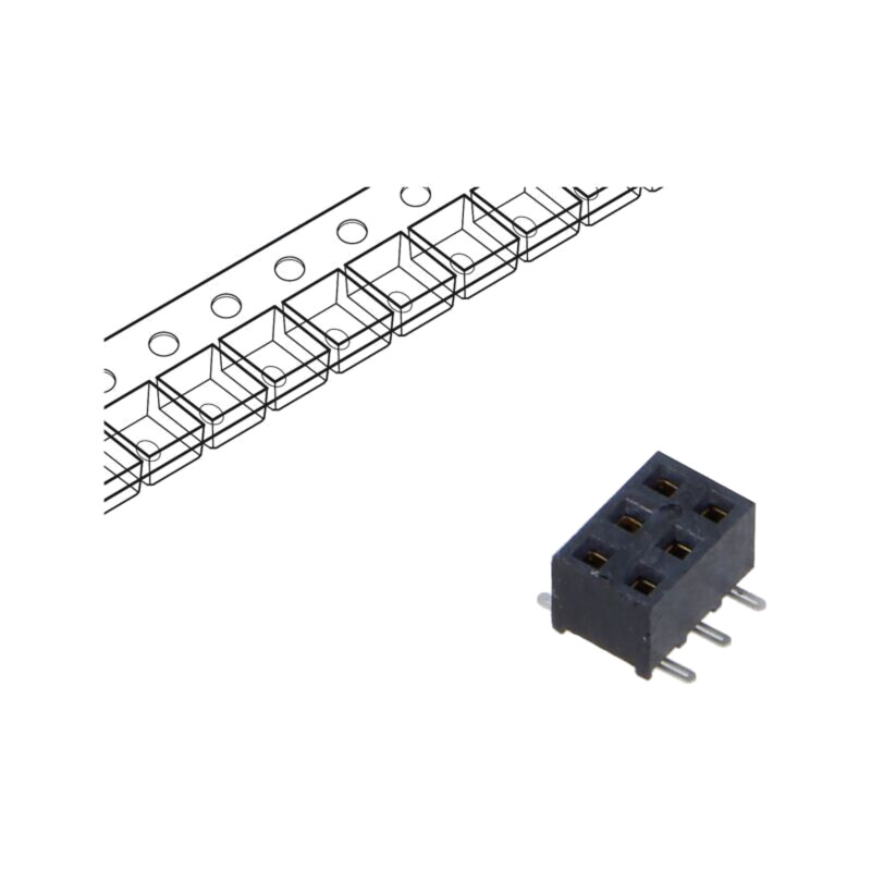 Conector: şiruri pini; mamă; PIN: 6; 2mm; aurit; SMT; soclu; rolă
