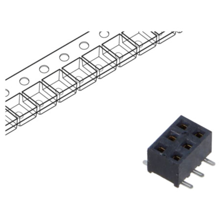 Conector: şiruri pini; mamă; PIN: 6; 2mm; aurit; SMT; soclu; rolă