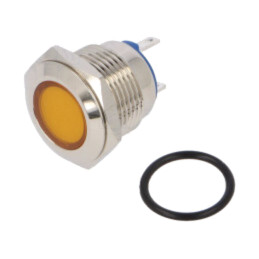Lampă de control: LED; plată; galbenă; 24VDC; 24VAC; Ø16mm; alamă