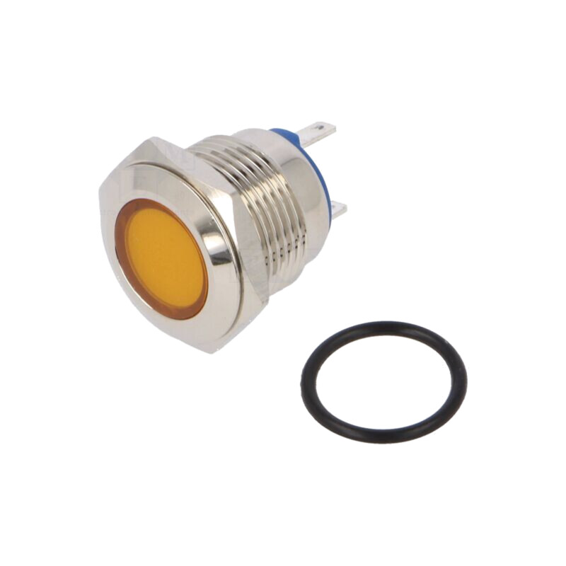 Lampă de control: LED; plată; galbenă; 24VDC; 24VAC; Ø16mm; alamă