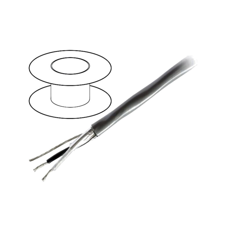 Cablu; 1x2x20AWG; litat; Cu; ecranat,folie Al-PET; LSZH; crom; 305m