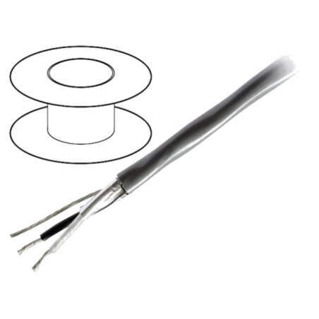 Cablu; 1x2x20AWG; litat; Cu; ecranat,folie Al-PET; LSZH; crom; 305m
