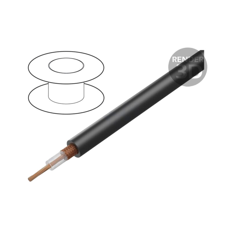Cablu: coaxial; RG213/U; litat; Cu; PVC; negru; 10,29mm