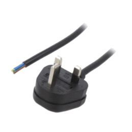 Cablu; 3x1mm2; BS 1363 (G) mufă,cabluri; PVC; 1m; negru; 13A; 250V