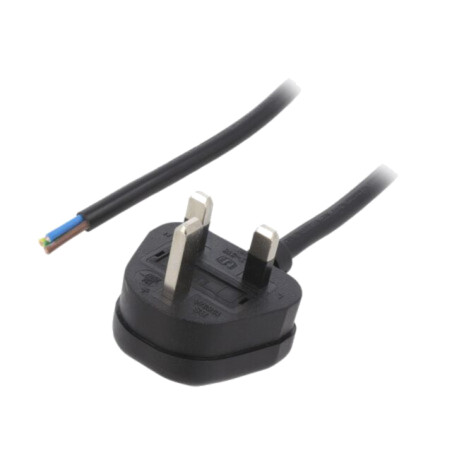Cablu; 3x1mm2; BS 1363 (G) mufă,cabluri; PVC; 1m; negru; 13A; 250V